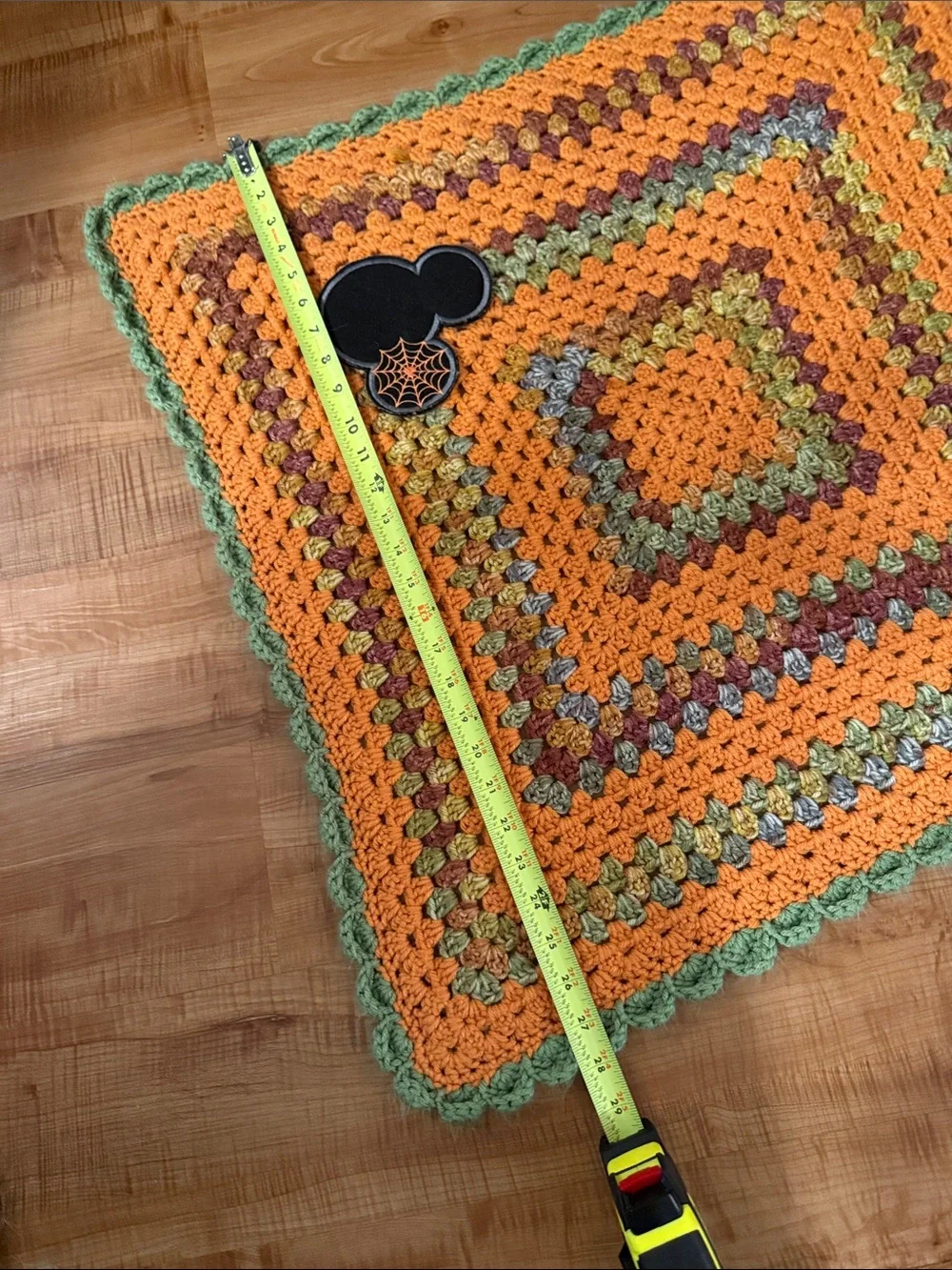 Handmade Crochet Halloween Mickey Baby or Throw Blanket in Orange, Green, Brown